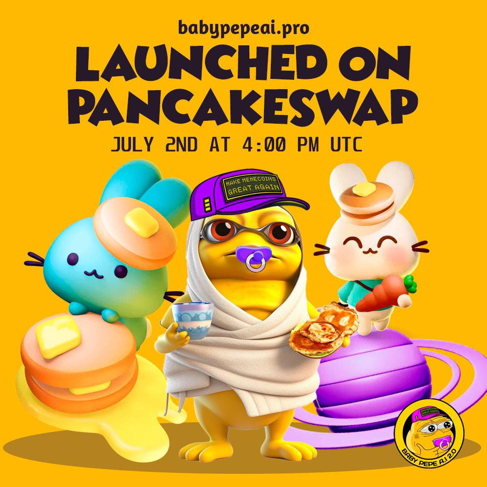 BabyPepeAI2's tweet photo. 🚀🥞 BabyPepeAI has landed on PancakeSwap! Join the memecoin revolution now! 

We are thrilled to announce that BabyPepeAI is officially live on PancakeSwap! The moment we've all been waiting for has arrived, and it's time to make a splash in the decentralized finance world. 🥞💫 https://t.co/2SWIvhNFcn