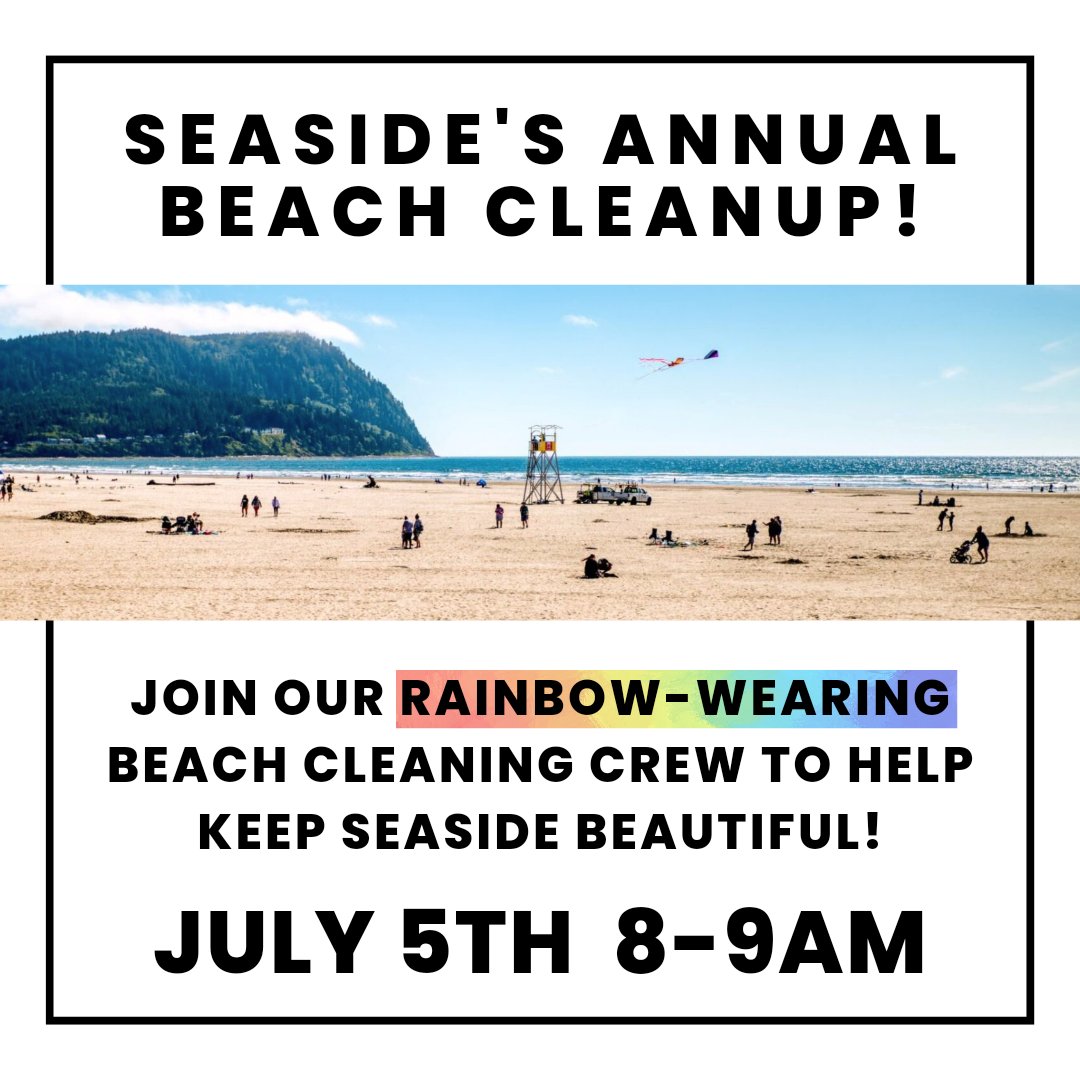 prideinseaside's tweet photo. We're joining the annual after 4th of July Beach cleanup wearing RAINBOW 🌈 clothing! Wed June 5th, Avenue A on the Promenade at 8AM. @SOLVEinOregon is providing bags! BYO gloves. TAKE PHOTOS of your cleanup, show it at Seaside visitor center for FREE COFFEE tokins!
#beachcleanup https://t.co/8dZEmuTbHj