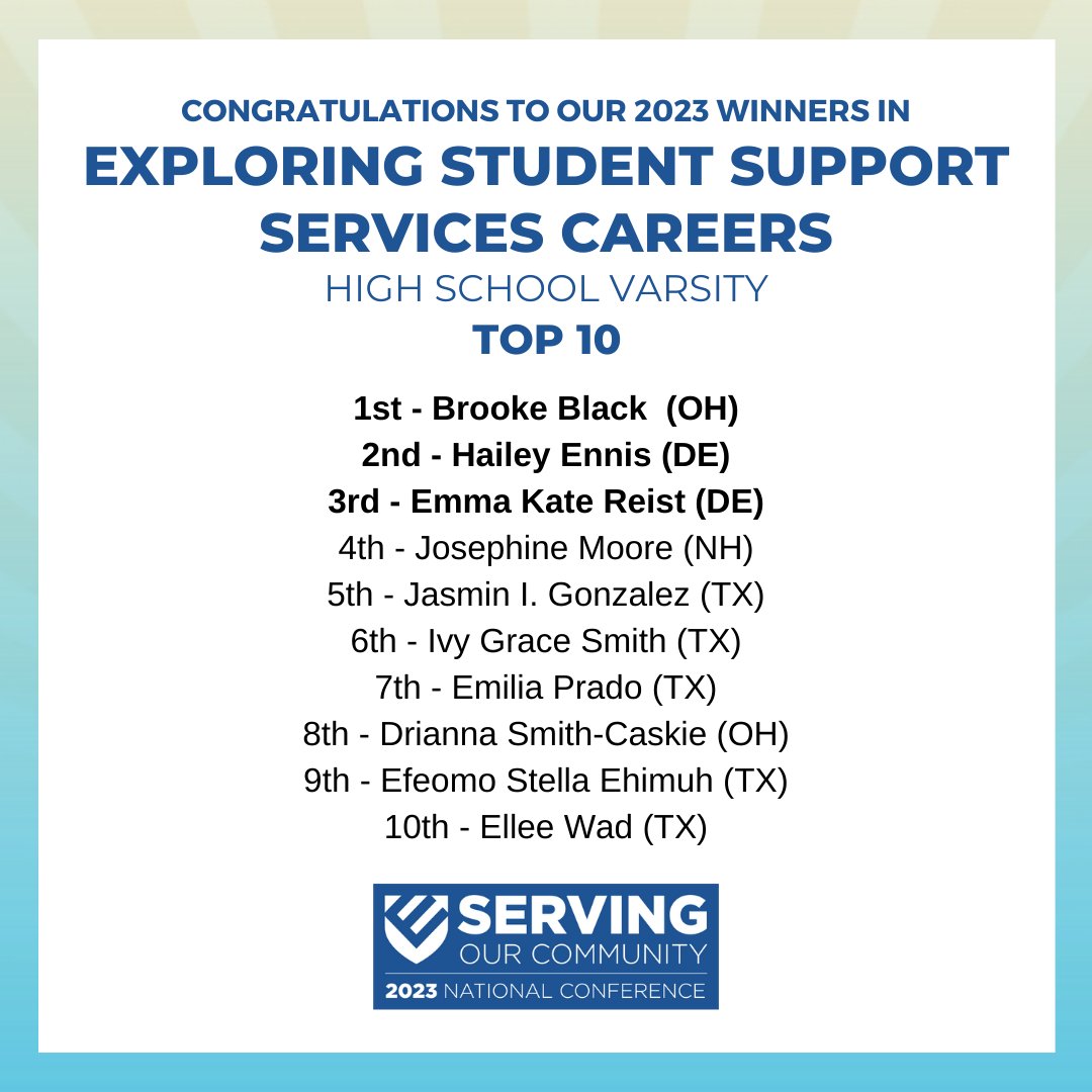 Congratulations to the winners at the 2023 Educators Rising National Conference! #EdRising23 #ServingOurCommunity