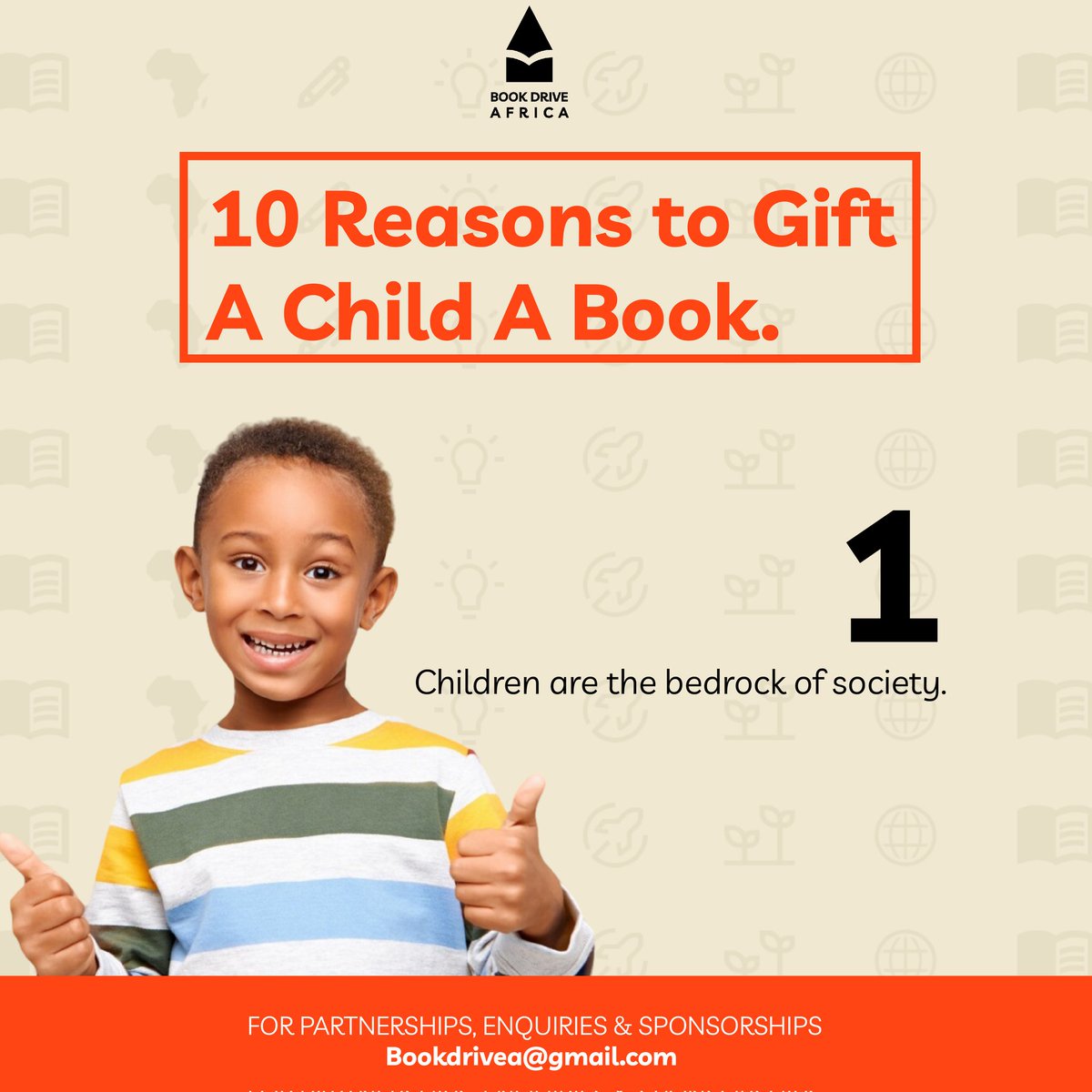 Partner with, and support us as we build the bedrock of the society. If you ever needed one, here's your reason to give to give to Book Drive Africa today!

#BooksForKids
#LiteracyMatters
#EducationForAll
#ReadingIsPower
#OAUTwitter 
#BookTwitter