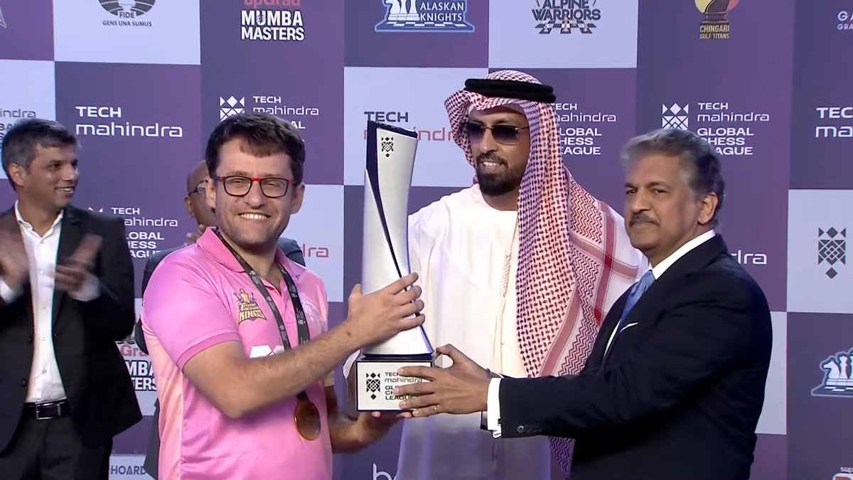 ChessbaseIndia's tweet image. Winners of the first ever Global Chess League - Triveni Continental Kings!!! What a team, what wonderful players #GlobalChessLeague