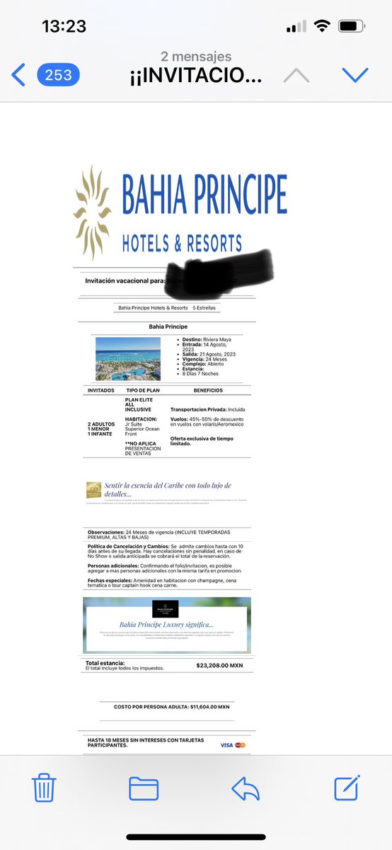 danieladromany's tweet photo. @BahiaPrincipe me llamaron de parte de ustedes para ofrecerme una oferta, después mandaron este correo… intenté contactarlos pero no hubo respuesta por ninguna red. Por teléfono me dicen que ustedes no llaman. Pero tienen todos mis datos y fechas que me quedé con ustedes https://t.co/9blKcBLfUQ