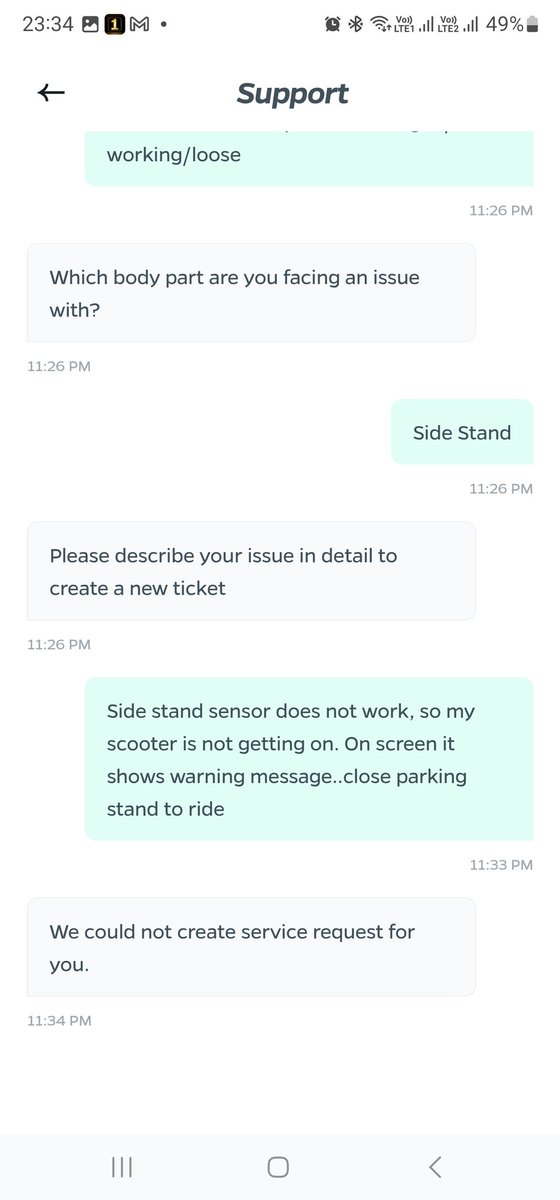 <a href="/bhash/">Bhavish Aggarwal</a> <a href="/OlaElectric/">Ola Electric</a> Entire day has gone,your system is down since morning...like last year monsoon, your low quality side stand doesn't work as a result scooter is not geeting started.