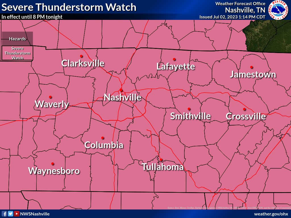 NWS Nashville on Twitter "And here we go again.... A severe thunderstorm watch is in effect for