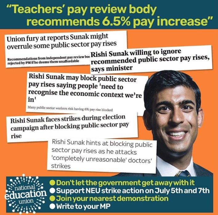 Ignoring the findings of the Independent Pay Review body is the equivalent of sticking your fingers in your ears and shouting loudly when you don't like what you hear. Come to the table, negotiate, show the teaching profession some respect. #DoYourJobGill #PayUpRishi