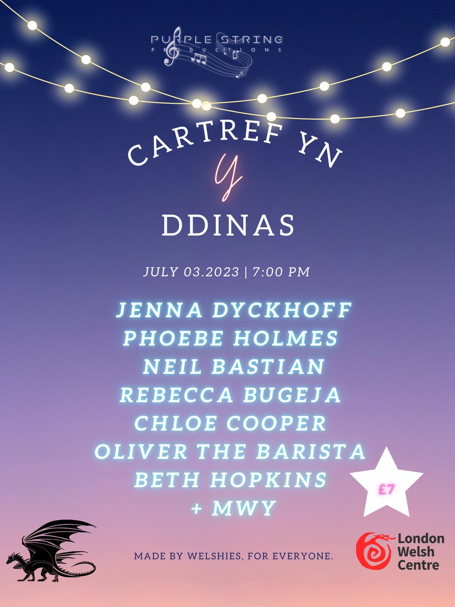 YFORY // TOMORROW

We are so excited to bring our awesome line-up of Welshies to our wonderful Welsh community in London! It’s not too late to grab a ticket £7 <a href="/londonwelshccll/">London Welsh Centre</a>
