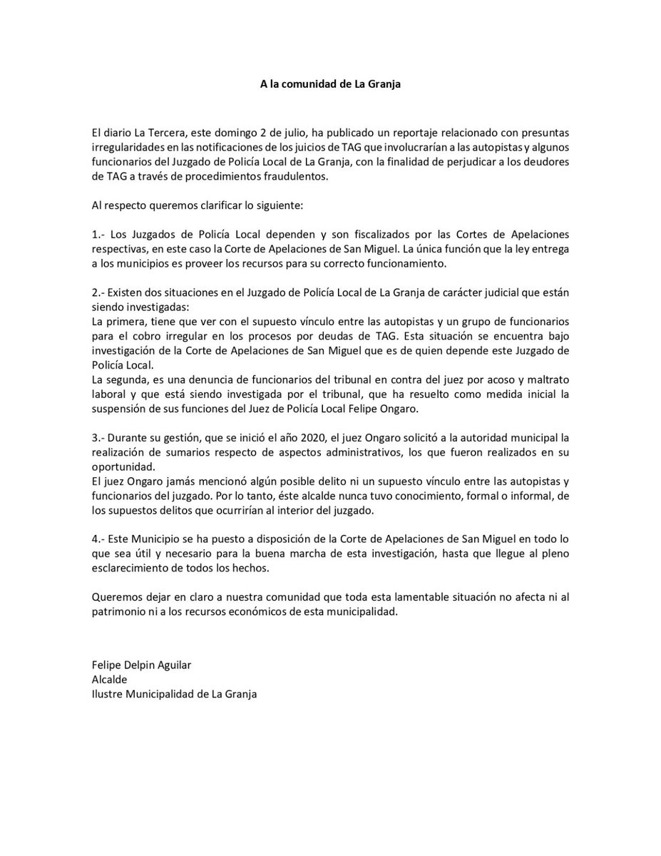 Municipalidad de La Granja tweet media