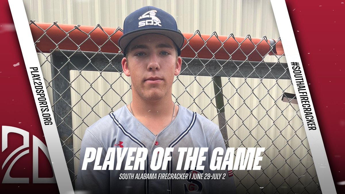 2DsportsPOG's tweet image. ⭐️ PLAYER OF THE GAME ⭐️

Slate Henry: 2-2 BB HBP 2B 2SB 2R RBI

Summer Team: SBG Sox Legends

#SouthALFirecracker
@2DsportsAL