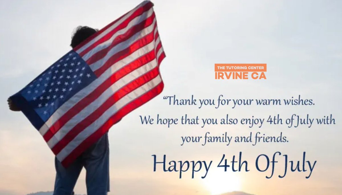 Happy July 4th  💪😃👩‍👩‍👧‍👦 - mailchi.mp/a08810916904/h…  The Tutoring Center Irvine CA will be closed on Tuesday July 4th, 2023 for observation of the Independence Day. We hope that everyone also enjoy 4th of July with your family and friends.