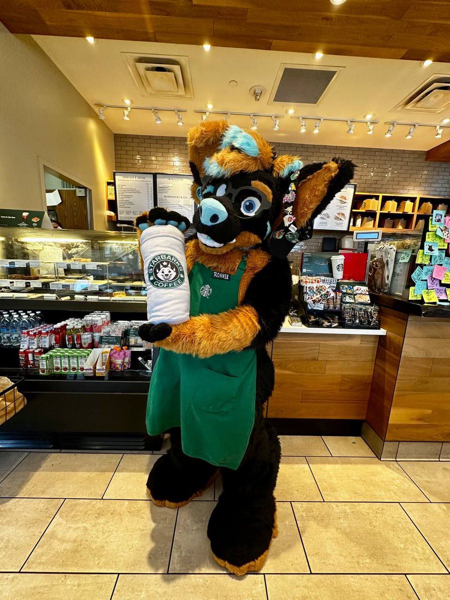 Hi welcome to buckstar, may I take your order? #anthrocon2023 #starbucks #furry #fursuiter