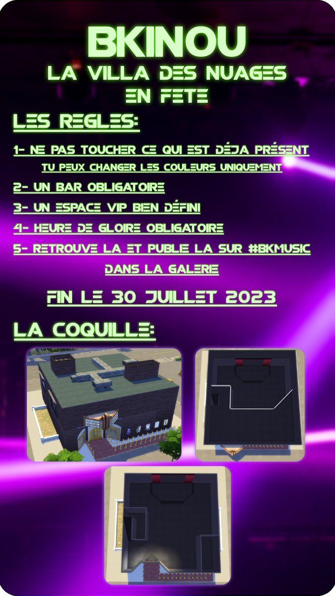 BKinouoff's tweet photo. Voici mon tout nouveau #challengesims
Un challenge pour faire la fête tout ensemble 🥂 Vous êtes prêt pour foutre le bordel ?
Alors c'est partie!
GOOD LUCK ET NE MERDEZ PAS !!!
#Sims4 #sims #thesims4 #lessims4 https://t.co/GEby4uOouY