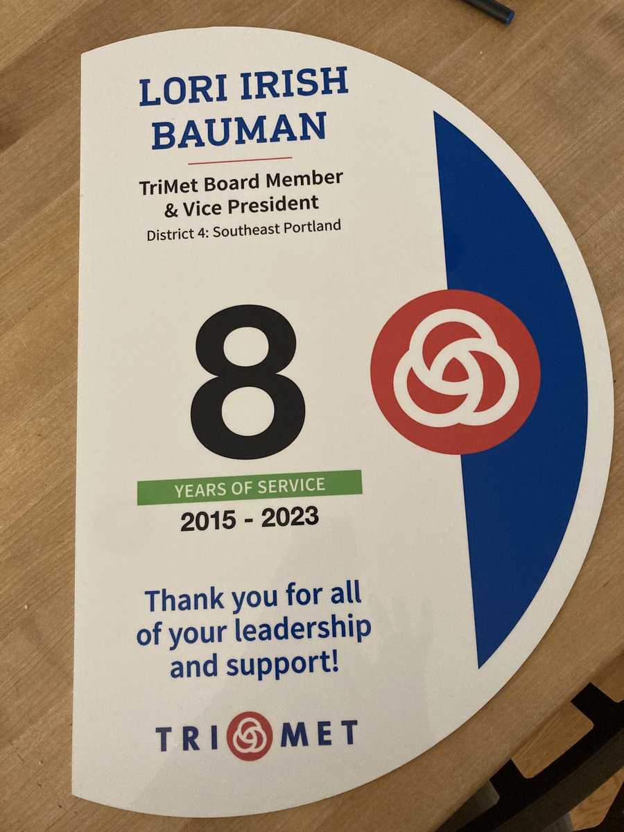 libauman's tweet photo. A bus stop sign memento of my eight years on the TriMet board of directors. Thank you #trimet https://t.co/5OuV1UUGPw