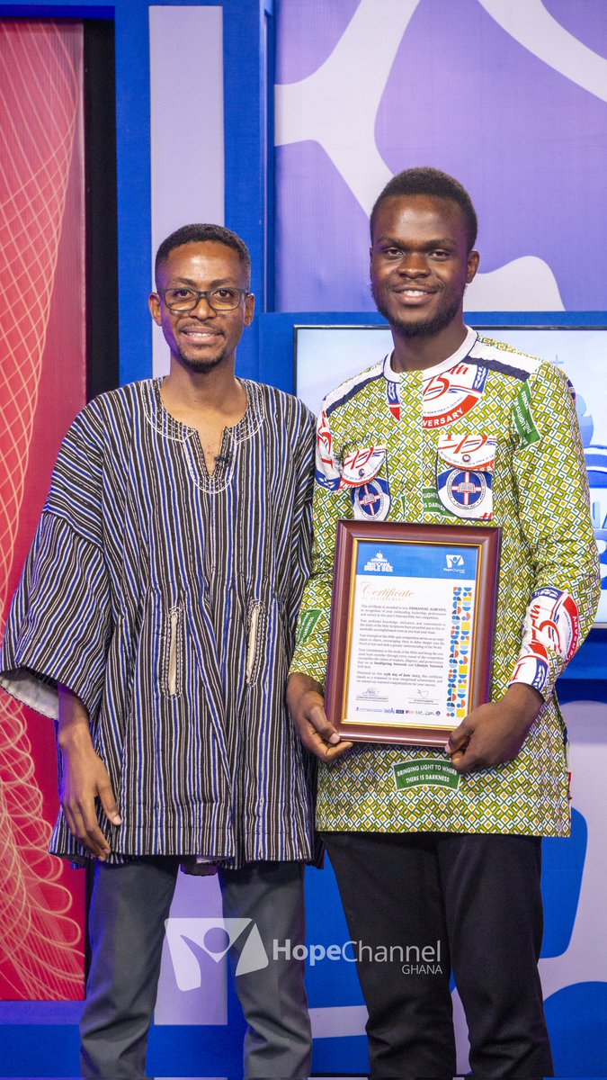hopechannelgh's tweet photo. National Bible Bee || Church Edition || Awards and Prize Presentation
Congratulations Emmanuel Agbevivi(Overall Best)
YouTube: https://t.co/MZILcEEctA
#nationalbiblebee #biblebee #seedspeing #christiantv #thegospel #angels #angelsofhope #bible #trend #a #changinglives https://t.co/QMzjHkxSwA