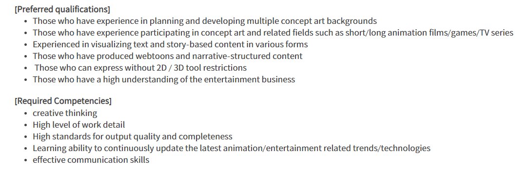 BTSARMYJobBoard's tweet photo. Hi ARMYs! 😊 @HYBEOFFICIALtwt has opening for Story Concept Art (Original Background)

Practice wisdom while applying. 💜

https://t.co/fOQWv67fZb

#BAJBSouthKorea #BAJBDesign

*Rough translation via google translate. https://t.co/rOMqwefIk2