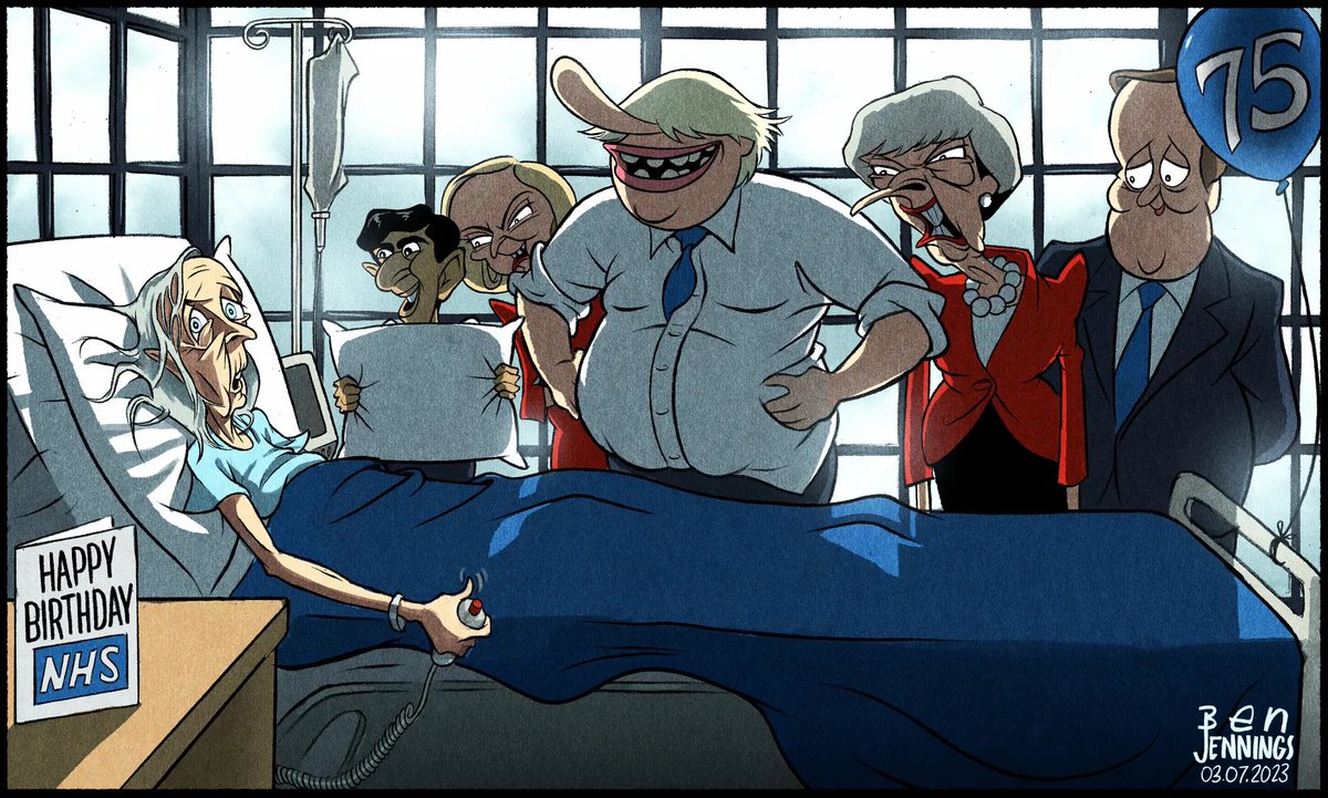 Ben Jennings on the state of the #NHS on its 75th anniversary - political cartoon gallery in London original-political-cartoon.com