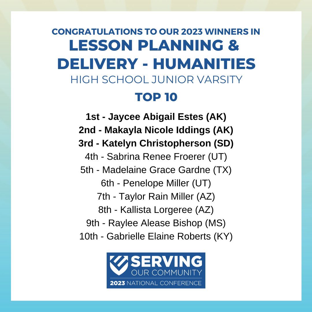#TigerProud of <a href="/HarrisburgHigh/">Harrisburg High 41-2</a> own Kaitlyn C. on her 3rd place finish at National <a href="/EducatorsRising/">Educators Rising</a> Conference.