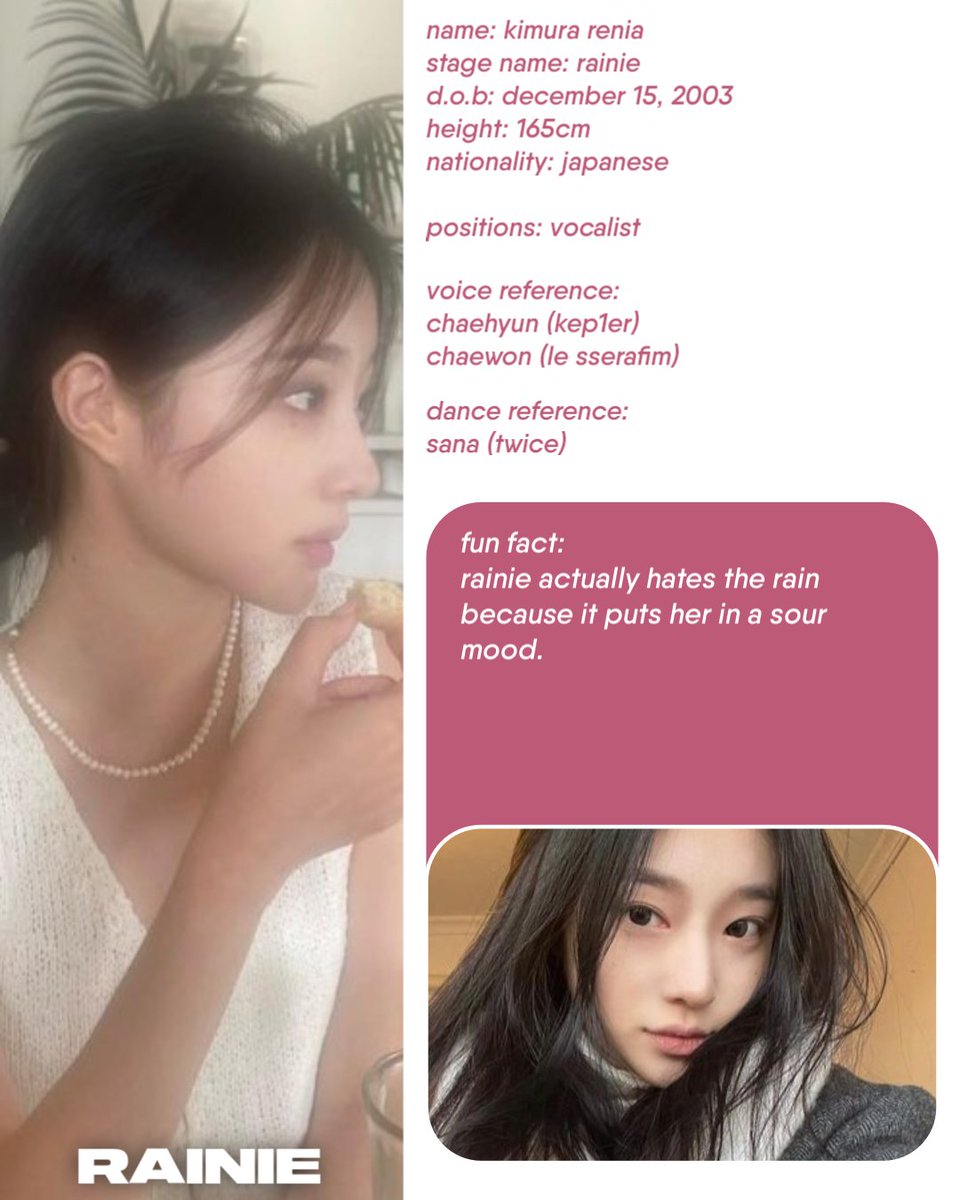 ZingLabels's tweet photo. `NOLWENN` – member profile

zinyi
rainie
willow - fotg, maknae https://t.co/RS7PmF0OF1