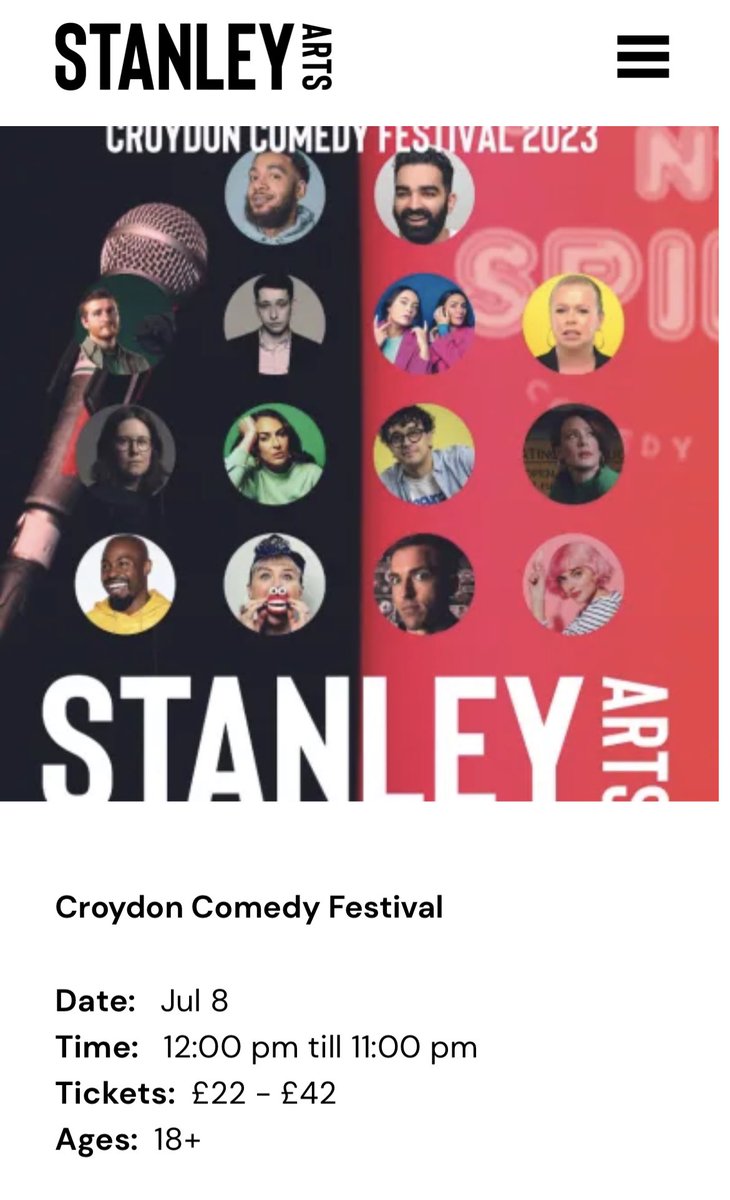 Me and my good mate Luke Craig are opening the Croydon comedy festival 2023 with our work in progress split show at the Stanley arts centre Saturday 8th July! Grab your tickets the link below                                   stanleyarts.org/event/croydon-…