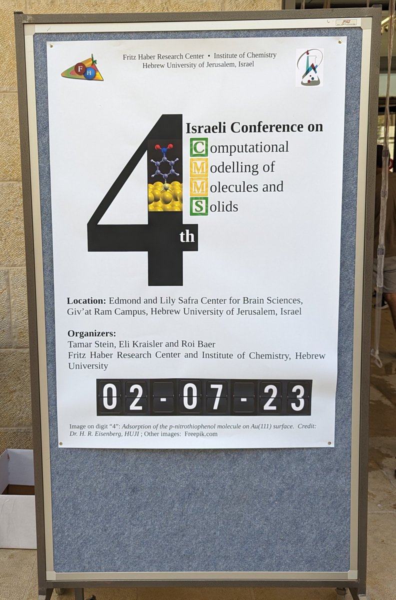 KraislerH's tweet image. The 4th Israeli Conference on Computational Modelling of Molecules and Solids (#CMMS) was a super-exciting event held today at the Hebrew University of Jerusalem, Israel.