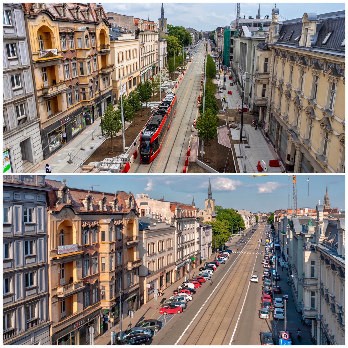 Another great street transformation in progress in Katowice. Warsaw street used to be a truly disgusting place, even despite some of the nicest buildings in the city lining its both sides. Now it's going to be green, with wide sidewalks and small architecture.