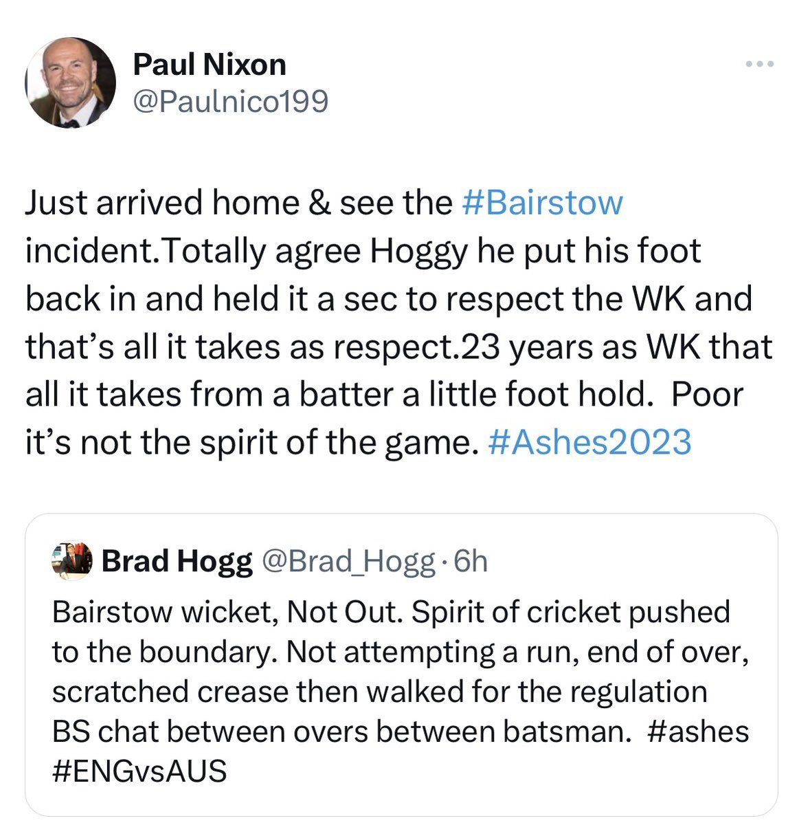 Interesting from ex-2 pros, 1 an English stumper and 1 an Australian