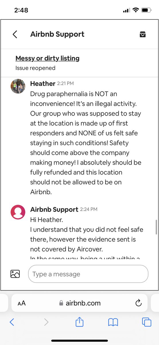 hshaw9's tweet photo. Well apparently @Airbnb cares more about money than their clients safety. NEVER using Airbnb again! Drug paraphernalia is an Ok thing, even if it’s highly illegal! https://t.co/tGbEF5n7Lb
