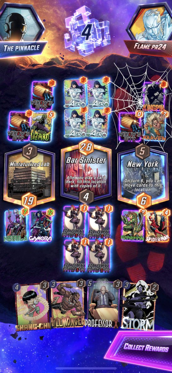 ThePinnacle___'s tweet image. This was hilarious! I needed a new deck as I have been playing well, just not picking up the wins. Used the stun/control deck and this happened! @MARVELSNAP #controlthegame #marvelsnap