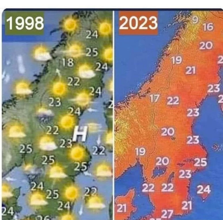 Wow, so much climate change in Sweden during the past 25 years. The entire country has turned from green to red 🤡