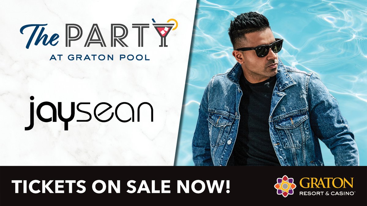 playgraton's tweet photo. Jay Sean joins The Party at Graton Pool on Saturday, August 26!
Tickets are on sale now! https://t.co/XnKRBSEMUJ
#gratoncasino #gratonpool #gratonpoolparty https://t.co/zhY8YVyJBw