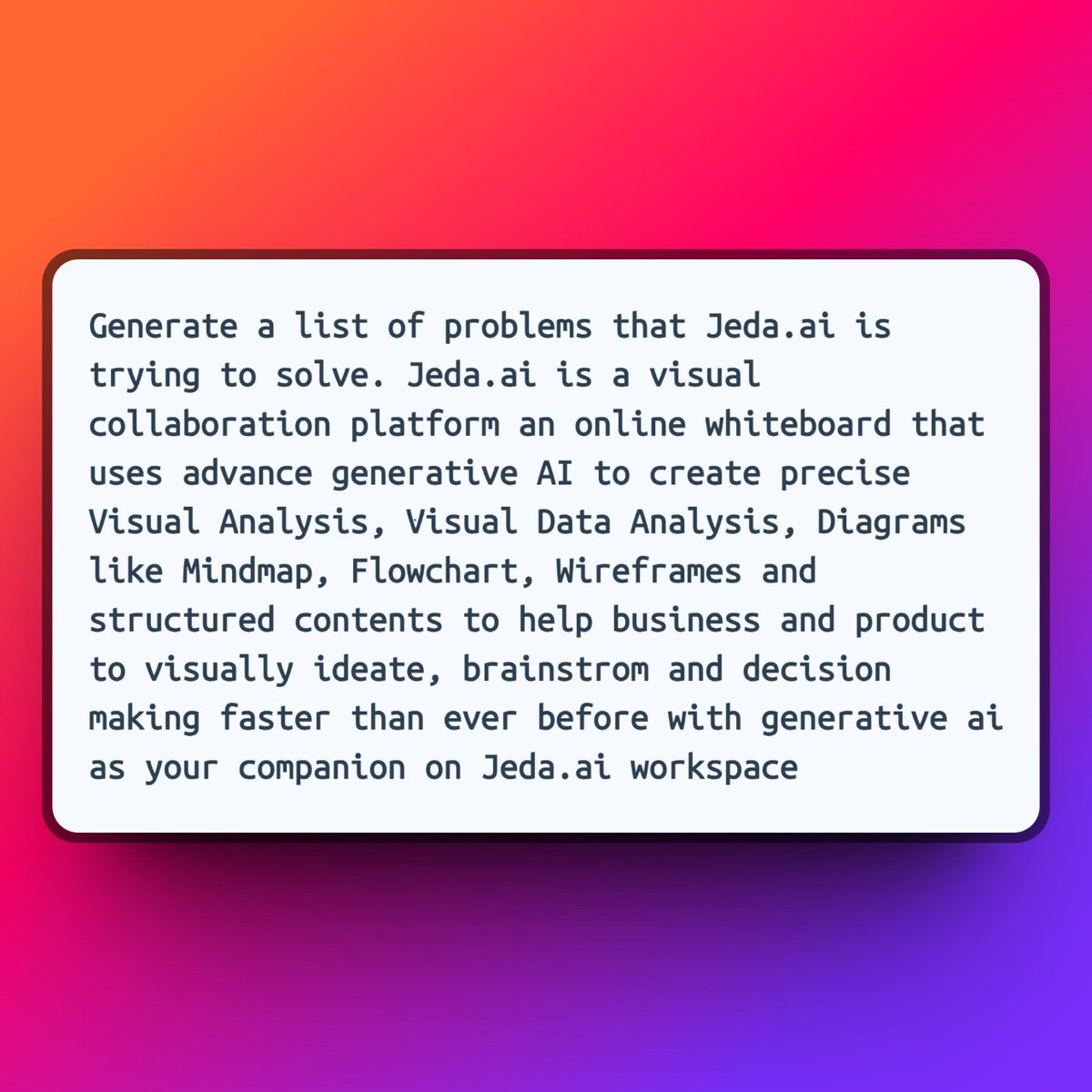 iUserExperience's tweet image. I tried Jeda.ai and ChatGPT for my work with .  gave me specific results with visual insights, while ChatGPT gave me a lot to read. What&apos;s your experience? #Jedaai #ChatGPT #DataAnalysis #Collaboration