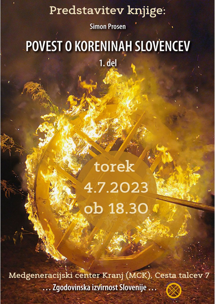 janez_kranjski's tweet photo. Predstavitev knjige Povest o koreninah Slovencev, v torek, 4.7.2023 ob 18.30 uri v LUK – medgeneracijskem centru Kranj, Cesta Talcev 7, v Kranju (prostori nekdanje Blažunove gostilne).
#kres #kranj #knjiga #povest #preteklost #slovenija #izročilo #kresnice https://t.co/B9aGzq9jwd
