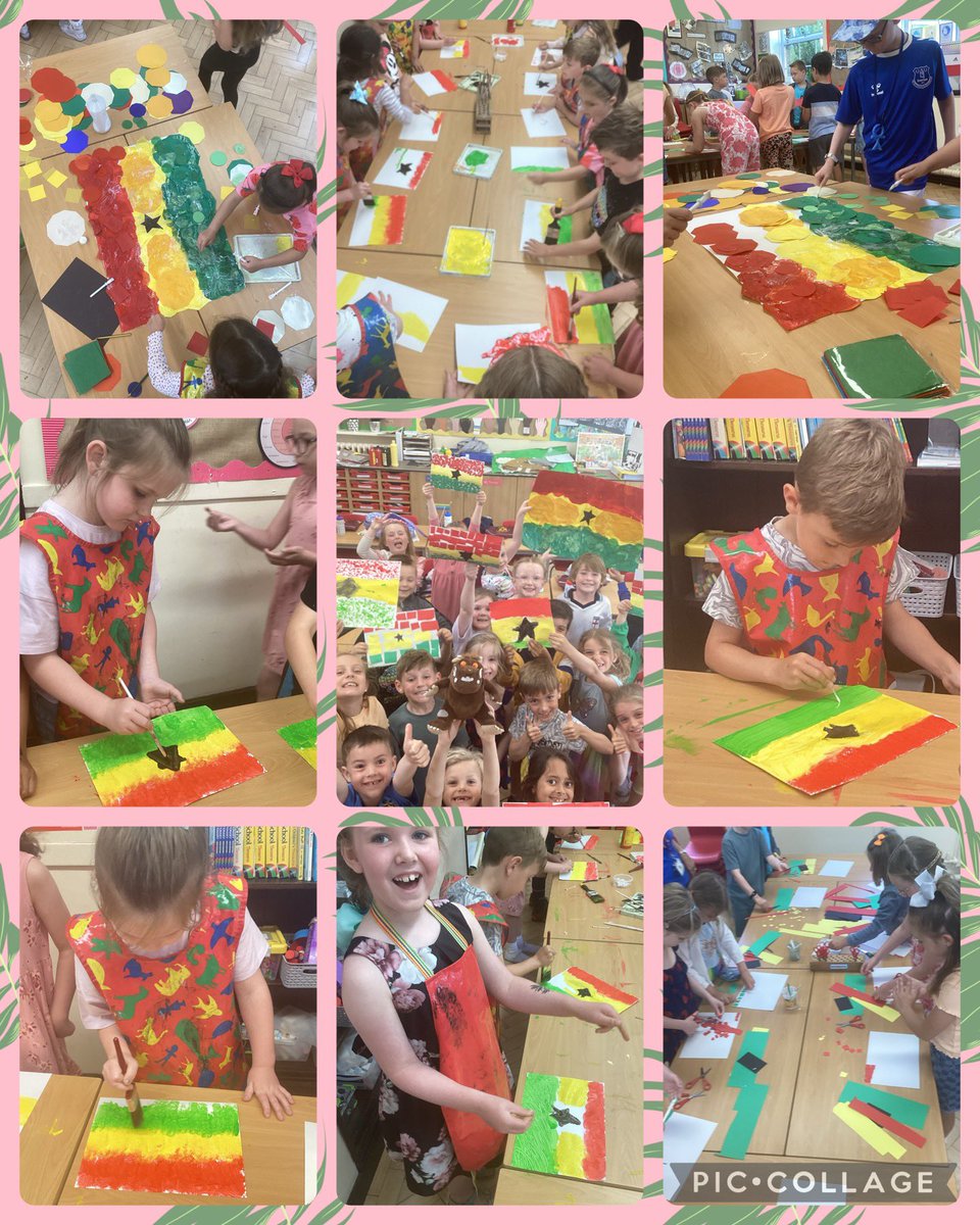 We started Arts Week looking at the colours of the Ghanaian flag. We used painting, mosaic and collage techniques to recreate the flag. These are skills we’ve learnt in Year 1 and 2. 🇬🇭🇬🇭🇬🇭 #frisart #frisgeography