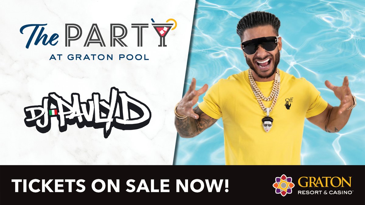 playgraton's tweet photo. The Party at Graton Pool Continues with DJ Pauly D on Saturday, September 9!
Tickets are on sale now! https://t.co/lHjFjIEBOb
#gratoncasino #gratonpool #gratonpoolparty https://t.co/MYWeFp5IYX