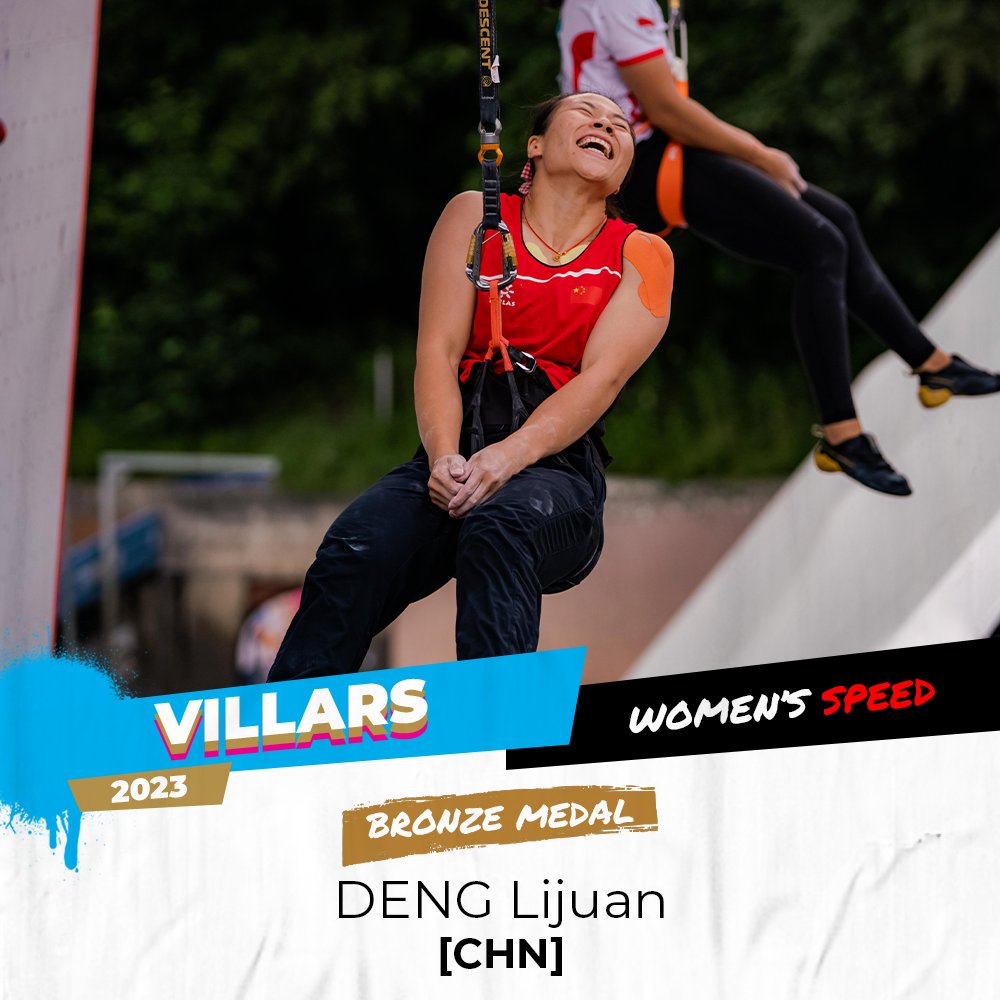 The women's IFSC World Cup Villars 🇨🇭 Speed medallists

🥇Poland's Natalia Kalucka 🇵🇱has won her first ever IFSC World Cup gold medal 👏
🥈Emma Hunt 🇺🇸win's silver
🥉Deng Lijuan 🇨🇳 takes the bronze

#IFSC #SportClimbing #VillarsWC