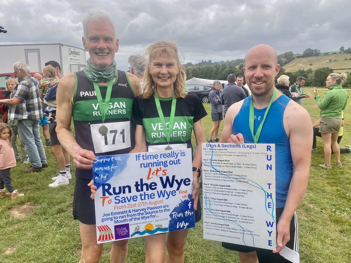 RuntheWye's tweet photo. Had great fun on today’s #DorstoneDawdle - such a great event, 🙏 to all organisers. We’ve also recruited more runners for our legs @VeganRunnersUK - all welcome. We must @SaveTheWye @Feargal_Sharkey @newsynicola @NicolaCutcher @RiverActionUK @watsonchas @FriendsUpperWye @of_wye https://t.co/9aW2VQDzB0