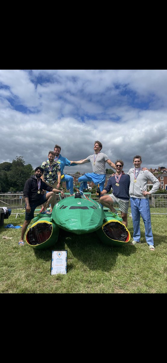 david_samy24's tweet photo. And we’ve done it! The Pigeons of Madagascar: Champions of the Chester Raft Race 2023. https://t.co/ILqpCoq2MH