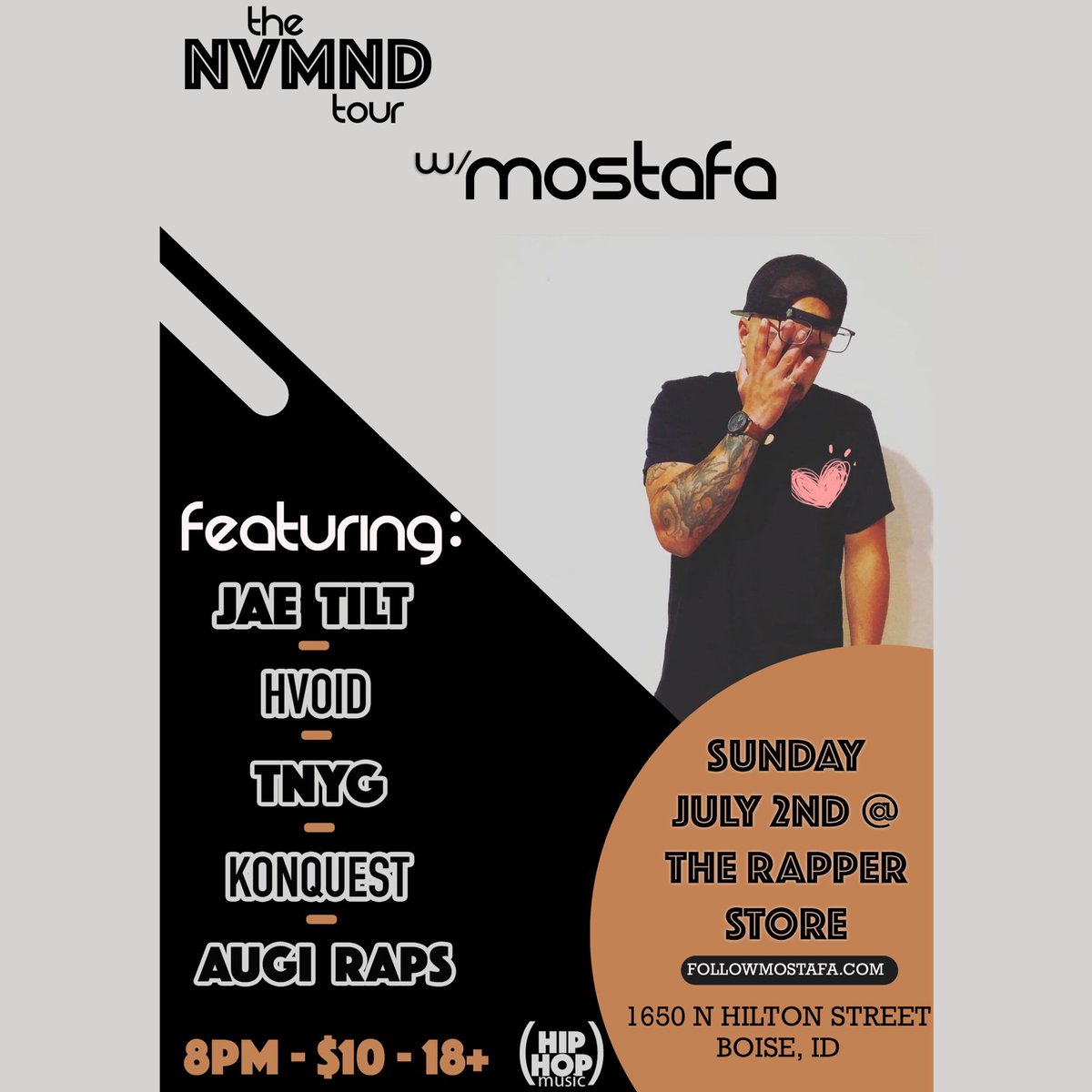 Always love in Elko.. Be back soon 🙏🏽♥️

Going out with a bang in Boise tonight at the rapperstore… LAST SHOW!!!💥💥💥

#hiphop #rap #music #mostafa #jaetilt #nosenss #family #nvmnd #tour #lbol #littlebitoflove #live #show #concert #boise #idaho #finale #lastshow #letsgo