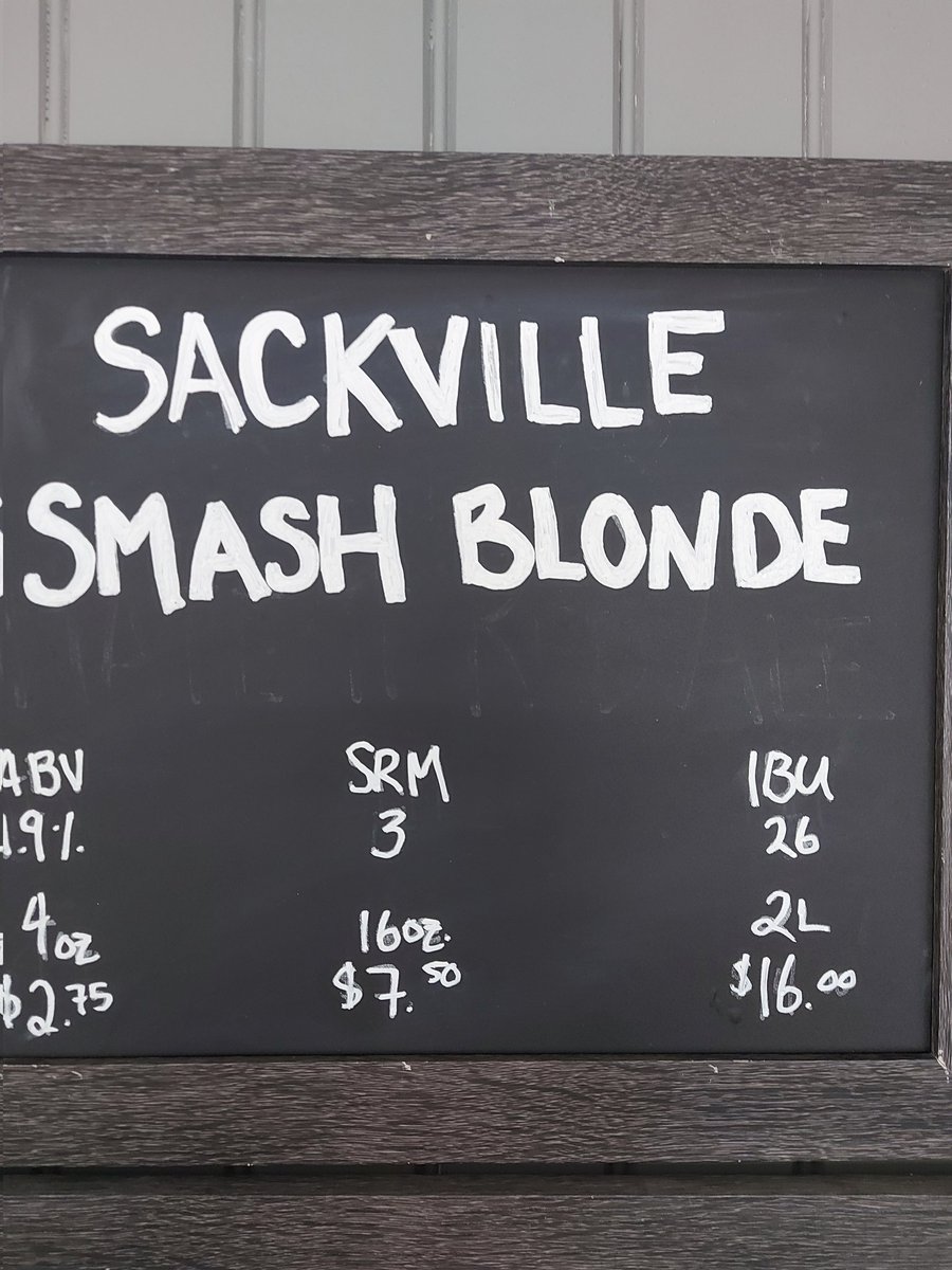 TAP UPDATE
Pops Pilsner has run dry (it will be brewed again), and our returning brew of the SMASH Blonde has returned.
This is likely for a limited time, so get it while you can.
#sackvillebrewery