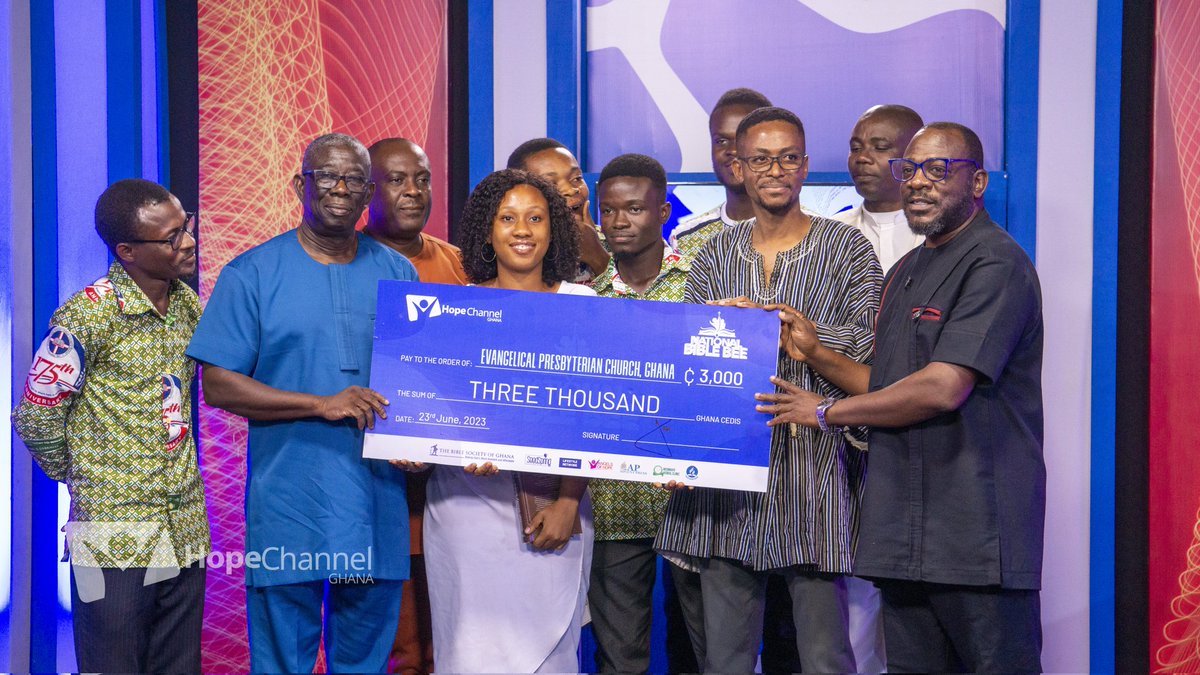hopechannelgh's tweet photo. National Bible Bee || Church Edition || Awards and Prize Presentation
Congratulations Evangelical Presbyterian Church, Ghana (2023 WINNERS)
YouTube: https://t.co/MZILcEEctA
#nationalbiblebee #biblebee #seedspeing #christiantv #thegospel #angels #angelsofhope #bible #trend https://t.co/d83KuNq1bL