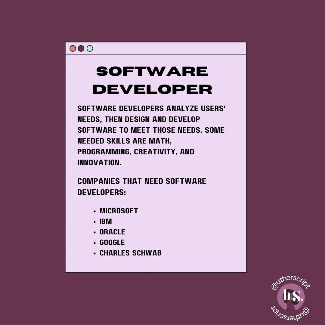 utherScript's tweet image. So, you want to know more about common tech jobs? Here are just a few  of many technical and non-technical roles seen in the industry.
.
.
.
Click the link in bio to stay connected with herScript ✨
#blackwomenintech #utaustin #techindustry