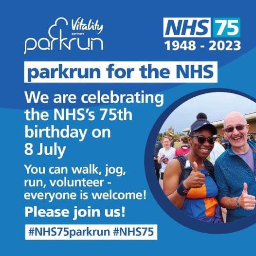 🌟 Kath Evans RGN RSCN 💙💛 (@kathevans2) on Twitter photo Thank you so much to the whole #NHS1000miles community,
you are amazing 🌟
Keeping active isn’t only good for us it encourages others to increase their physical activity 😃
Hoping you can pop along on to a <a href="/parkrunUK/">parkrun UK</a> on Saturday or a junior parkrun on Sunday 💙
#NHS75 💙🫶🏼 Thank you so much to the whole #NHS1000miles community,
you are amazing 🌟
Keeping active isn’t only good for us it encourages others to increase their physical activity 😃
Hoping you can pop along on to a <a href="/parkrunUK/">parkrun UK</a> on Saturday or a junior parkrun on Sunday 💙
#NHS75 💙🫶🏼