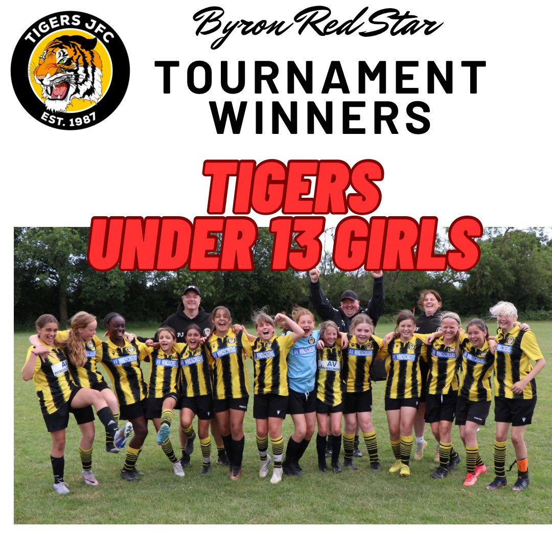 TigersJFC's tweet photo. Great day at Tournaments for some of our Tigers boys and girls teams today. Congratulations to Tigers Under 13’s Girls and their managers/coaches winning @byronredstarfc1 tournament #Tigersfamily #COYTigers https://t.co/zV68Kmiyc2