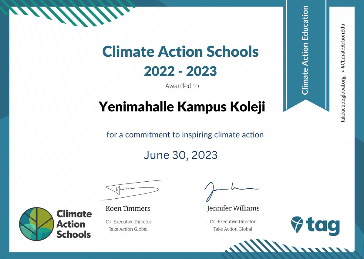 We are proud to announce that our school has been recognized as a Climate Action School for 2023. Congratulations to our school community of educators, students, parents, and local experts! Join us in taking action for the planet with #ClimateActionEdu! @TakeActionEdu #SDG13