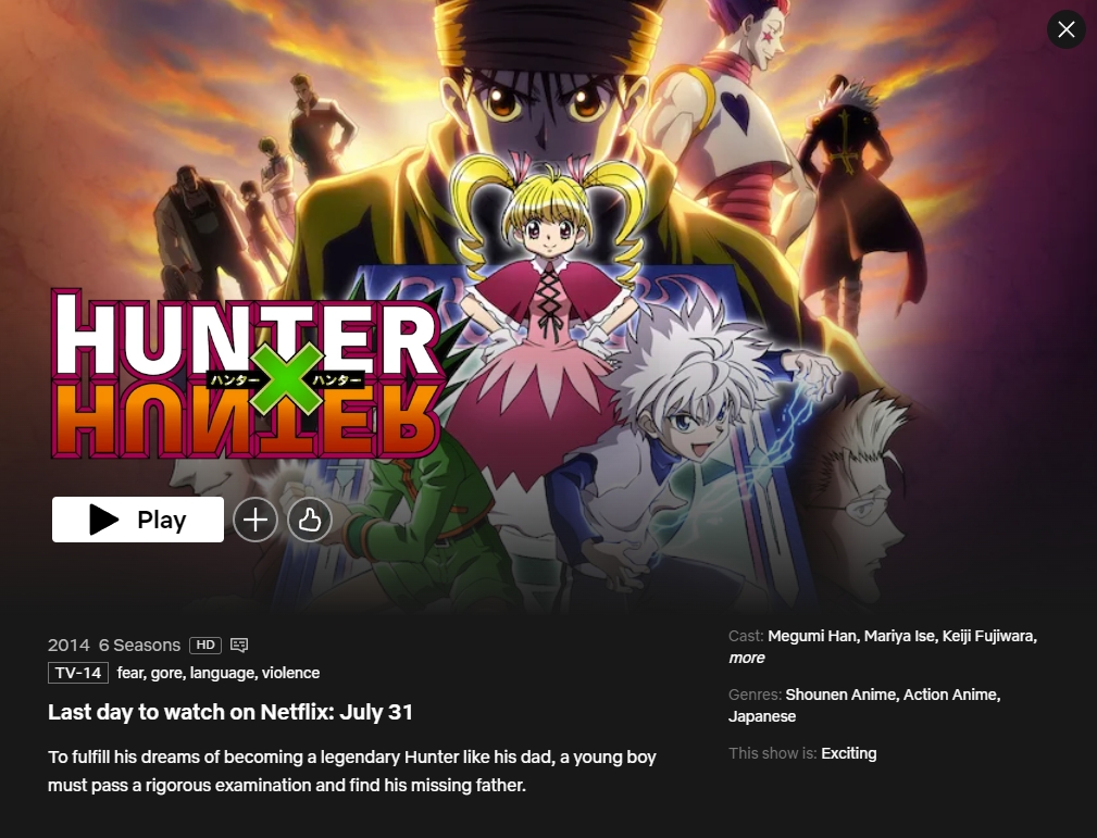 Netflix Release for 'Hunter X Hunter' Seasons 5-6 Rescheduled for August  2021 - What's on Netflix