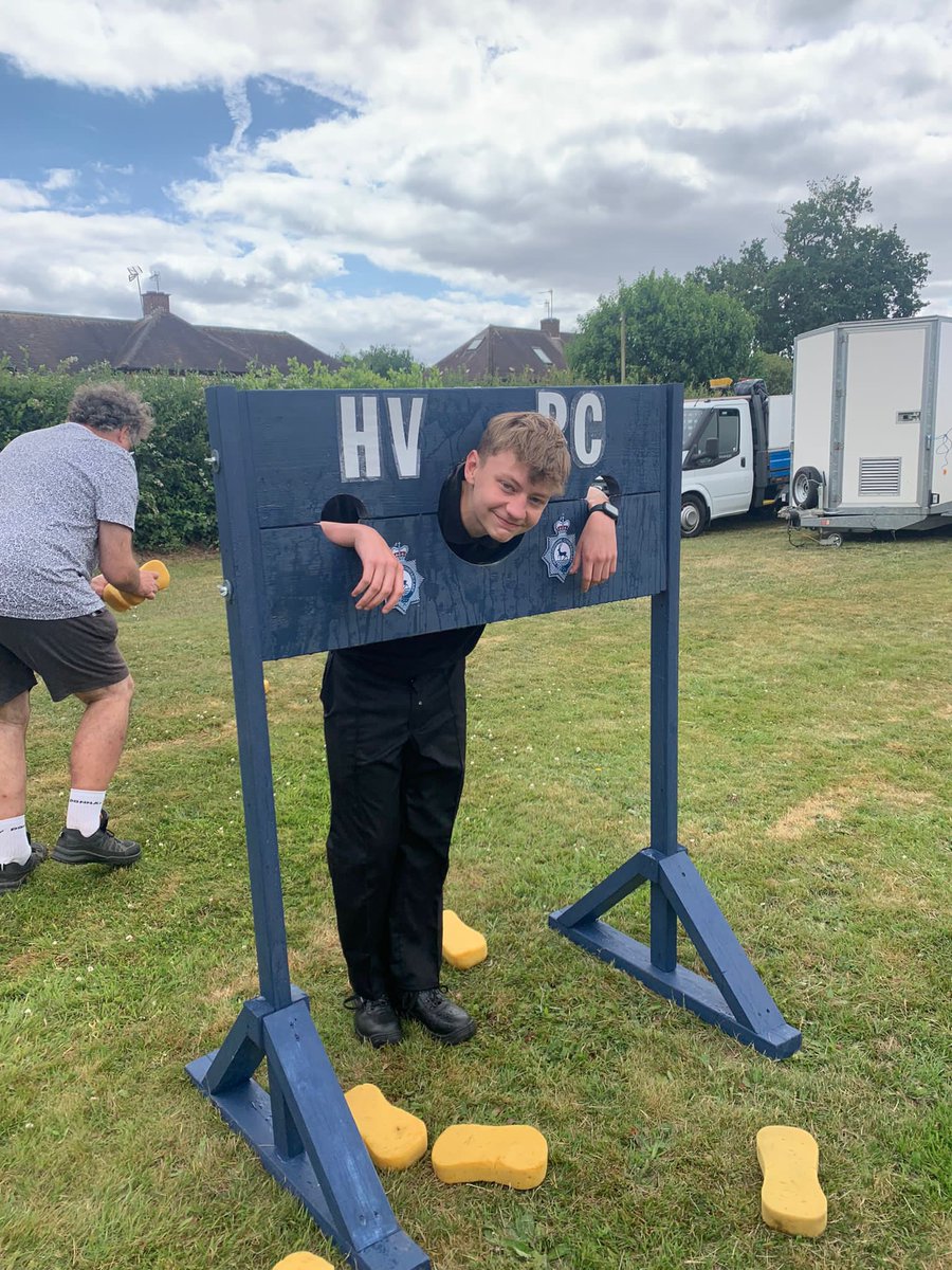 HVPoliceCadets's tweet photo. Today our cadets were at Shenley Fete, along with 👮🏻@HertsmerePolice 
Cadets spoke to lots of people giving crime prevention advice and signing residents up to OWL messaging. They also had fun with the stocks !😊 Thankfully the weather stayed warm!
@HertsPoliceVol @NationalVPC https://t.co/nfavK9wfAy