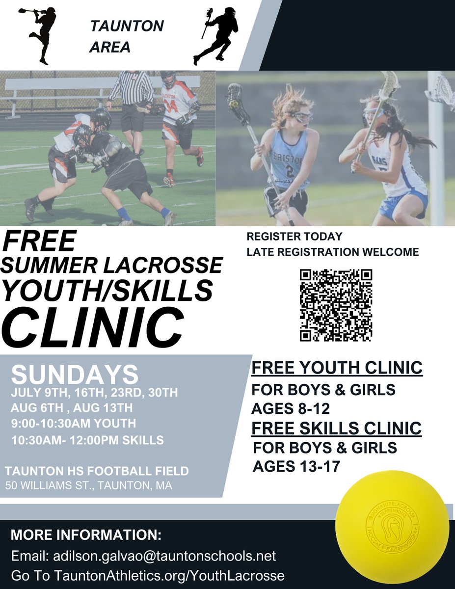 FREE Youth Lacrosse and Skill Camp starts in one week.

highschool.tauntonschools.org/apps/form/form…