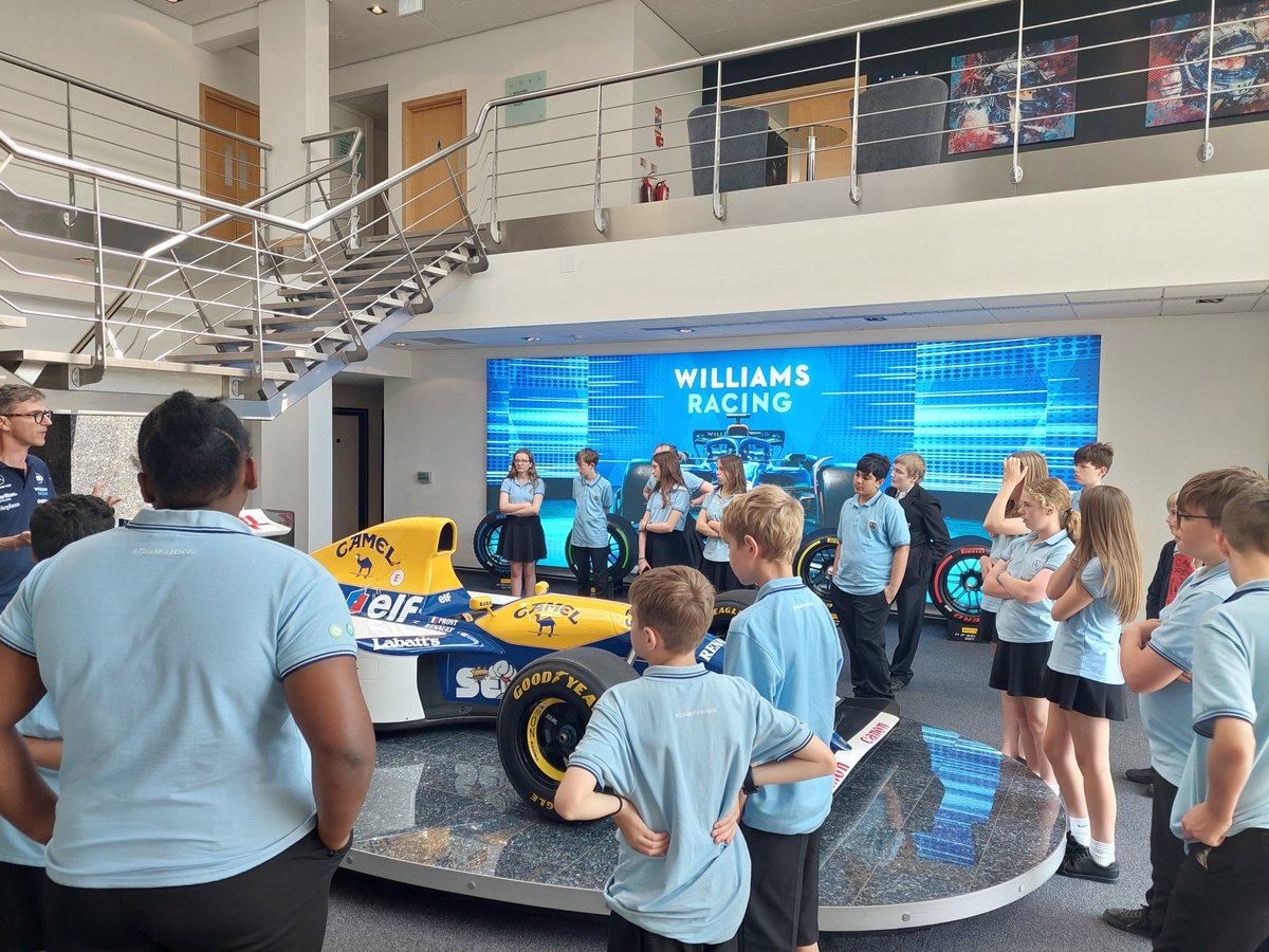 FitzharrysS's tweet photo. Superb day out last week with Year 7 to Williams racing. Engineering challenges, team work, presentations, a twenty person virtual race and a tour of the museum and some historic race cars. @Fitzharrys https://t.co/uHB0OgOPRQ