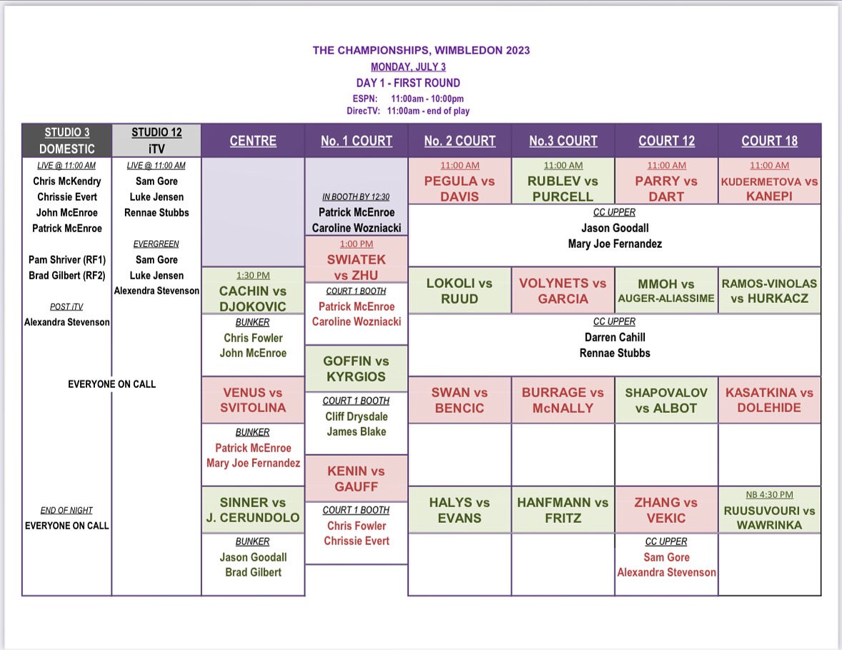 Announcers Schedule Twitter