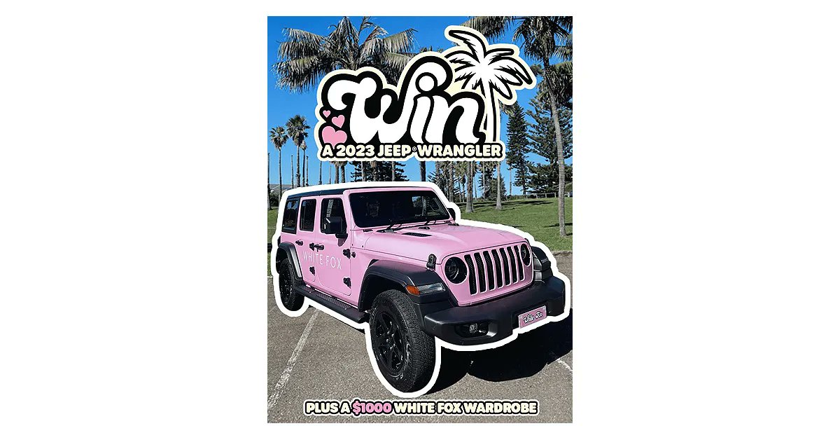 GooseGiveaways's tweet photo. Last chance to enter the Major White Fox Jeep Giveaway!🚨 Win a Jeep Wrangler &amp; $1,000 White Fox Boutique voucher. Ends tomorrow, US/AUS! Enter NOW: https://t.co/zQ7QPVE7T0 

#LastMinuteEntry #JeepLovers #cargiveaway #giveaway https://t.co/4zTW9OiMlK