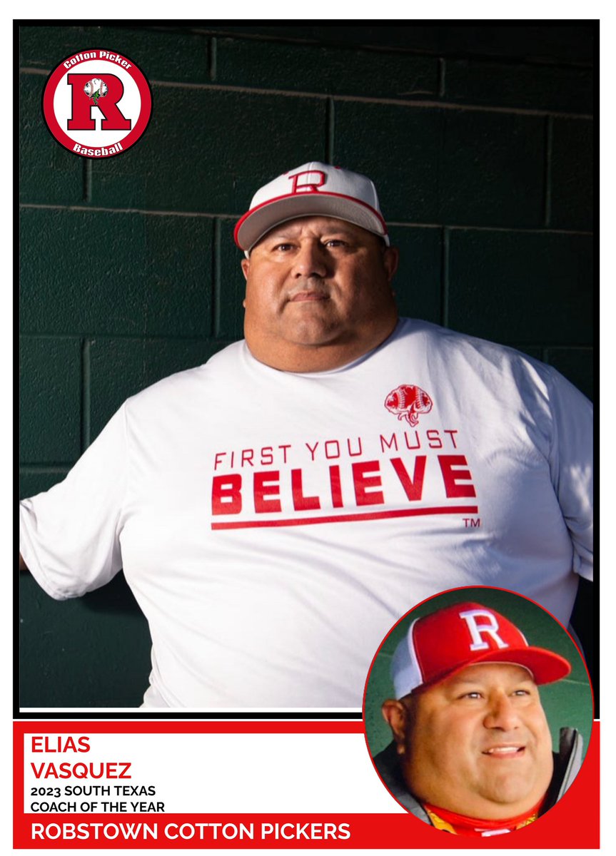 Congratulations to Coach Elias Vasquez, 2023 South Texas Coach of the Year. #GoRed #FirstYouMustBelieve